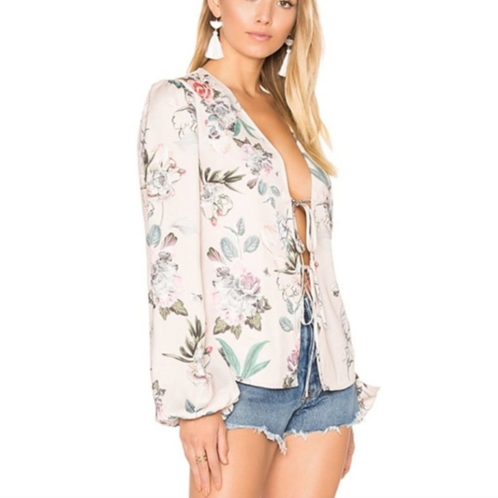 MAJORELLE Coco Flamingo Pink Floral Tie Front Top